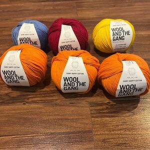 New 6 Wool and the Gang Shiny Happy 100 % Cotton Skeins 100g 155yd Knit Crochet